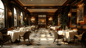 Elegant Restaurant Interior Zoom Background