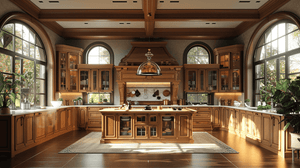 Big Wooden Style Kitchen Zoom Background