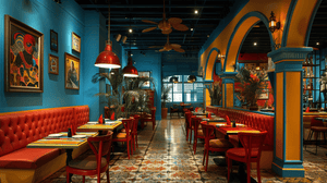 Cuban Restaurant Interior Zoom Background