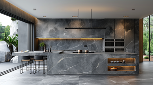 Gray Marble Kitchen Zoom Background