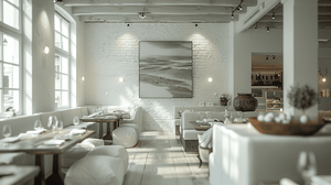 White Restaurant Interior Zoom Background