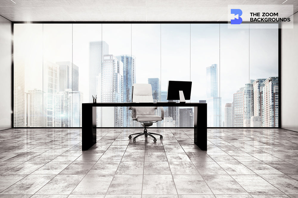 Luxury City-View Executive Office Zoom Background