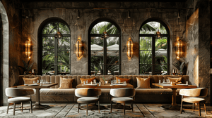 Elegant Industrial Restaurant Zoom Background