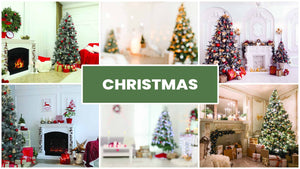 Christmas Fireplace Zoom Backgrounds Bundle (13 images) + FREE e-book