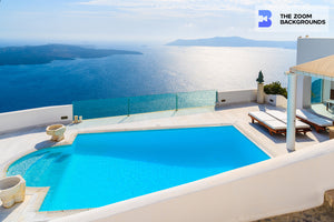 View Of Caldera and Swimming Pool Zoom Background