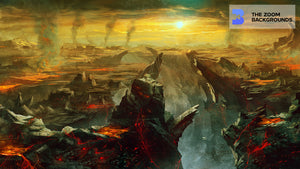 Fantasy Illustrated Lava Landscape - Work in Hell Zoom Background