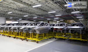 Unfinished Car Frame In Automaker's Production Line Zoom Background