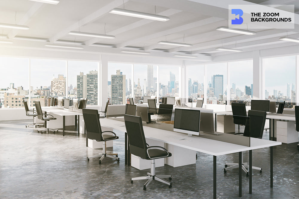 Modern Office With City View Zoom Background