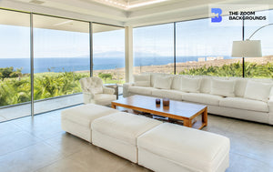 Living Room With Sea View Zoom Background