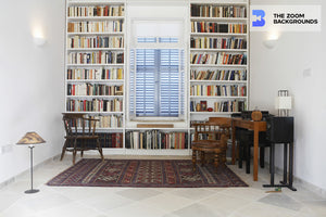 Interior Of Library With Arranged Books Zoom Background