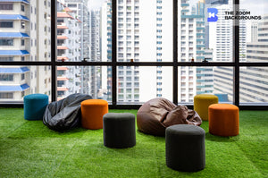 Modern Office With Creative Coworking Space On Artificial Grass Zoom Background