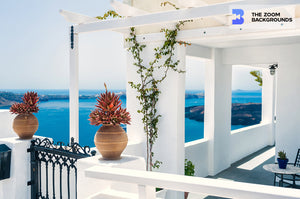 Greek Home With Seaview Terrace Zoom Background