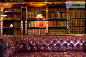 Leather Sofa In Libray Zoom Background