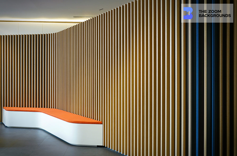 Wood-Clad Waiting Room Interior Zoom Background