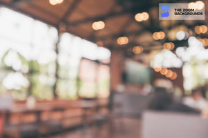 Cafe Interior With Bokeh Light Blurred People at Table Zoom Background