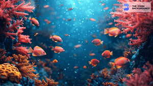 Blue Ocean with Pink Fishes Zoom Background