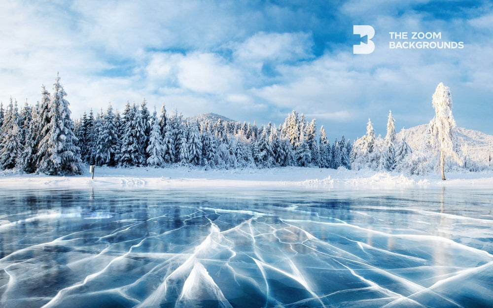 Frozen Lake in Winter Blue Ice Zoom Background