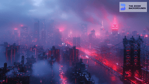 Gotham City with Pink and Purple Lights Zoom Background