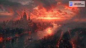 Gotham City with Red Sky Zoom Background