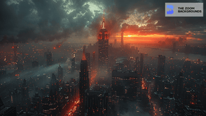 Gotham City with Sunset Zoom Background