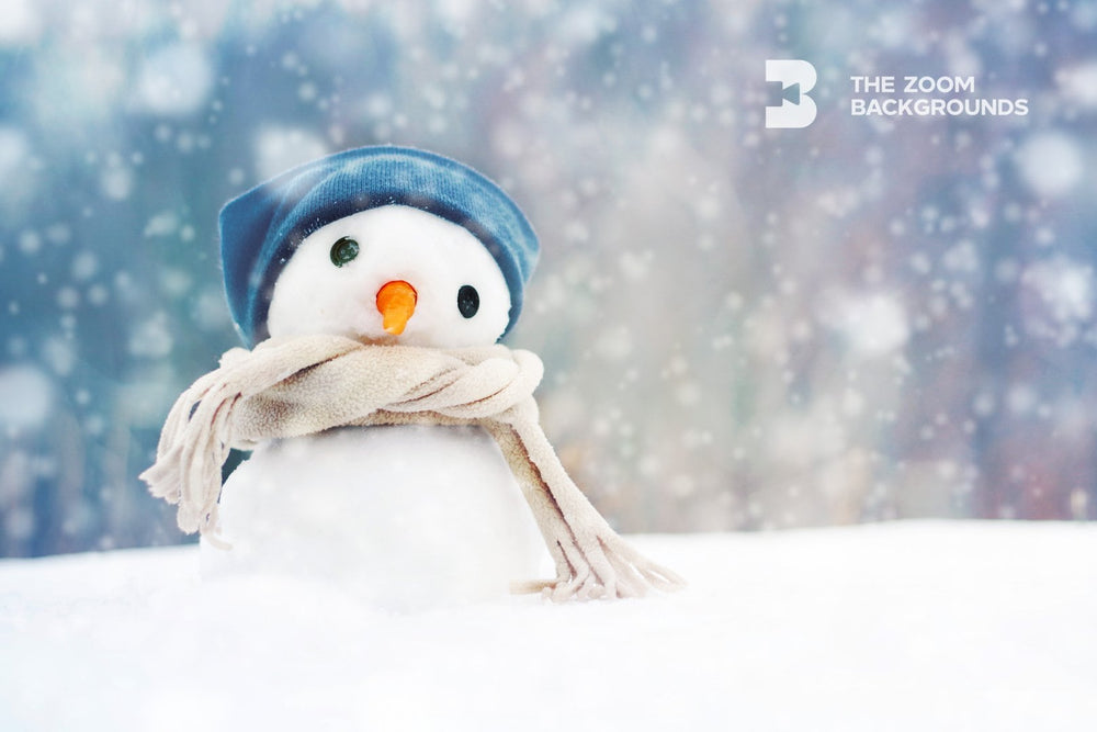 Little Snowman With Cap & Scarf Zoom Background