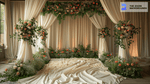 White Drapes and Greenery Decor Zoom Background