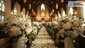 White Rose Wedding Aisle Zoom Background