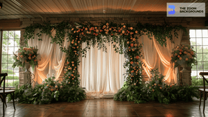 Lush Greenery Wedding Decor Zoom Background