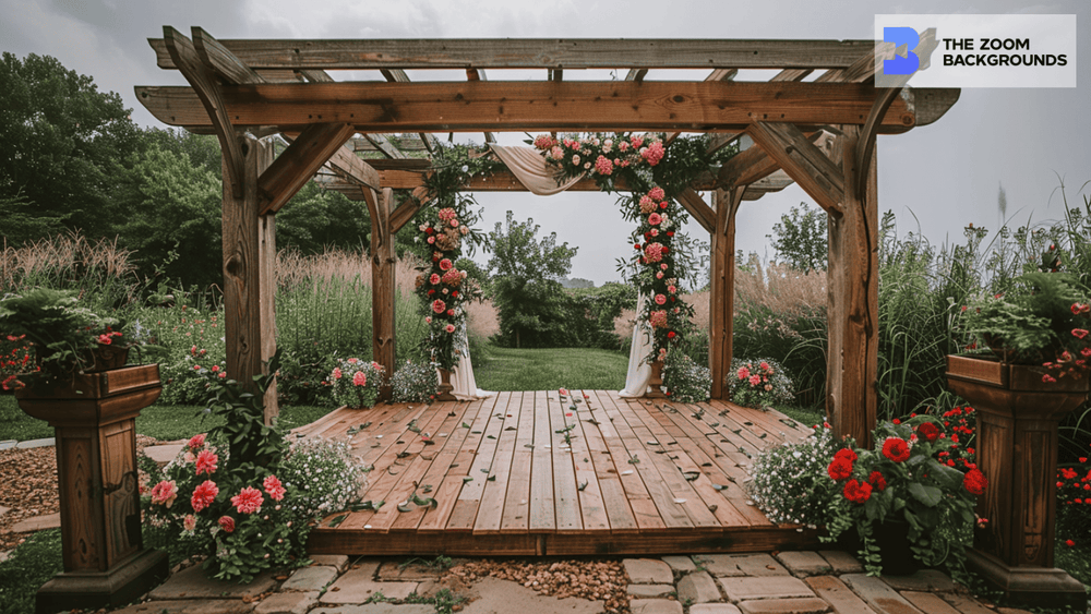 Rustic Gazebo Wedding Zoom Background