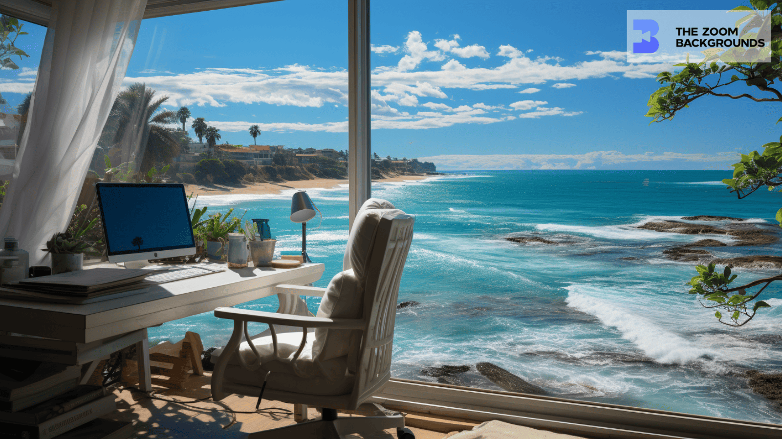 Condo with Surf View Beach Oasis Zoom Background