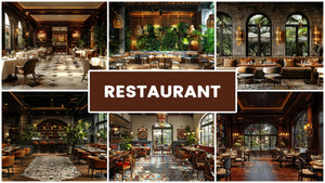 Restaurant Zoom Backgrounds Bundle (15 images) + FREE e-book